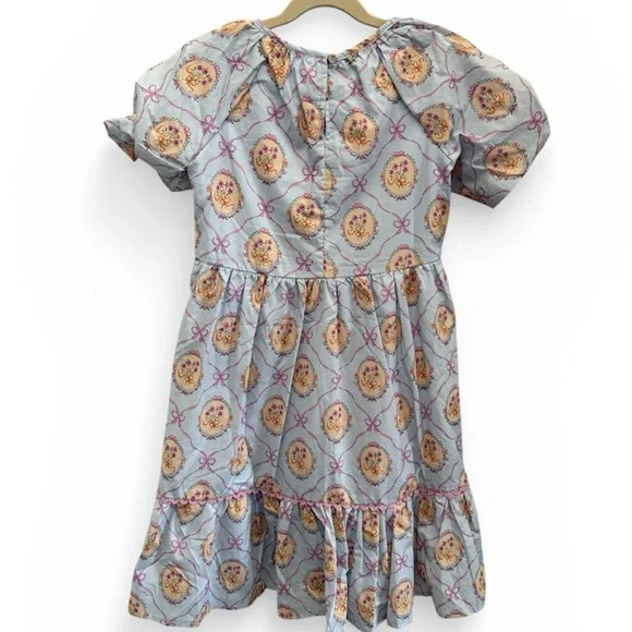 Shop the Mint Girls Floral Bow Print Top in Light Blue and Pink - Picture 3 of 10